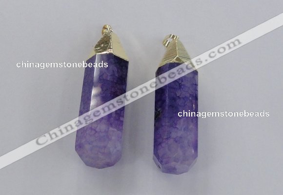 NGP1736 17*60mm faceted nuggets agate gemstone pendants wholesale