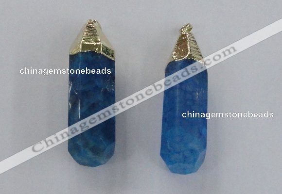 NGP1737 17*60mm faceted nuggets agate gemstone pendants wholesale