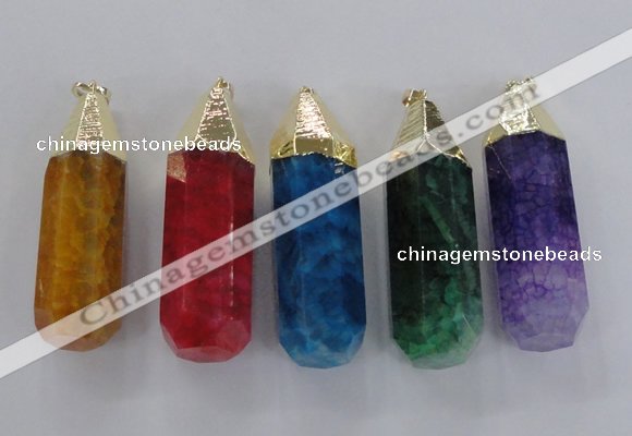 NGP1739 17*60mm faceted nuggets agate gemstone pendants wholesale