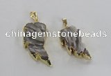 NGP1742 15*30mm - 20*40mm carved leaf druzy agate pendants