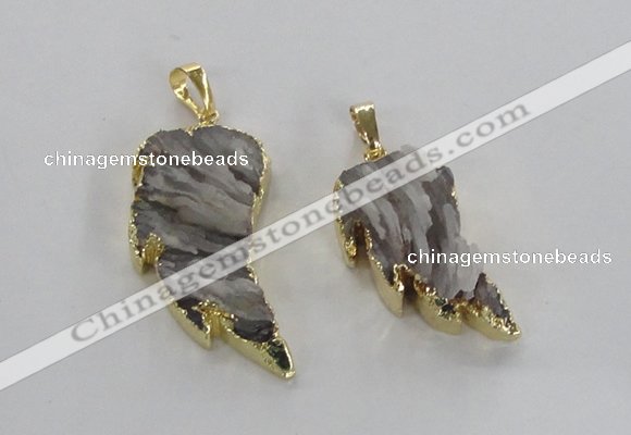 NGP1742 15*30mm - 20*40mm carved leaf druzy agate pendants