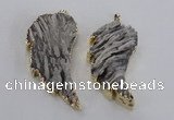 NGP1744 28*55mm - 30*65mm carved leaf druzy agate pendants