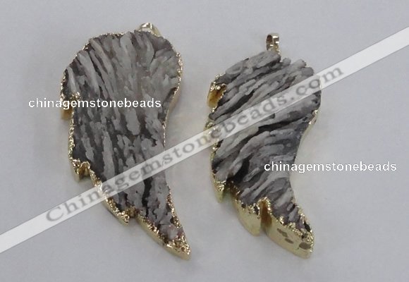 NGP1744 28*55mm - 30*65mm carved leaf druzy agate pendants