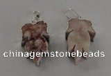 NGP1746 22*30mm - 25*35mm carved leaf druzy agate pendants