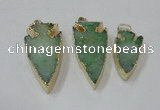 NGP1748 20*30mm - 25*50mm arrowhead druzy agate gemstone pendants