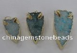 NGP1749 20*30mm - 25*50mm arrowhead druzy agate gemstone pendants