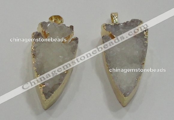 NGP1750 20*30mm - 25*50mm arrowhead druzy agate gemstone pendants