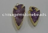 NGP1751 20*30mm - 25*50mm arrowhead druzy agate gemstone pendants