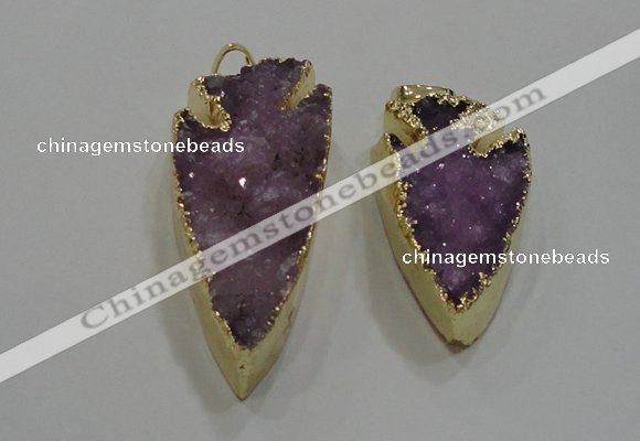 NGP1751 20*30mm - 25*50mm arrowhead druzy agate gemstone pendants