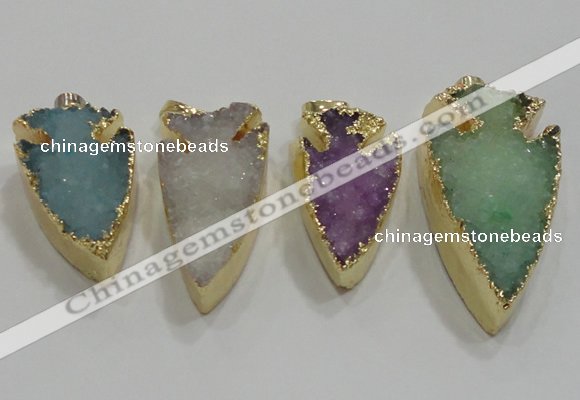 NGP1752 20*30mm - 25*50mm arrowhead druzy agate gemstone pendants