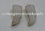 NGP1753 20*45mm oxhorn druzy agate gemstone pendants