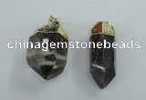 NGP1766 15*35mm - 25*40mm faceted nuggets green phantom quartz pendants