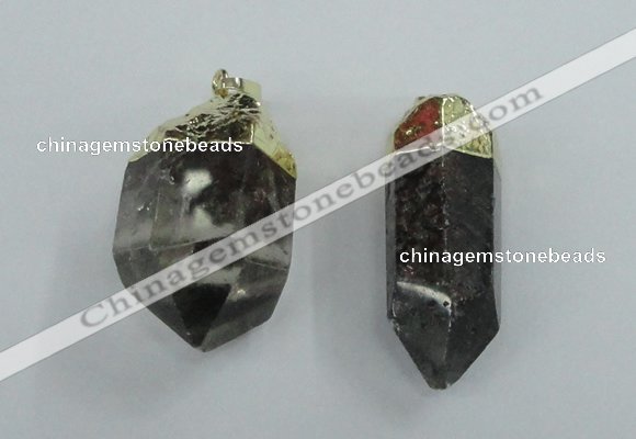 NGP1766 15*35mm - 25*40mm faceted nuggets green phantom quartz pendants
