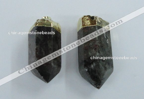 NGP1768 25*55mm - 20*60mm faceted nuggets green phantom quartz pendants