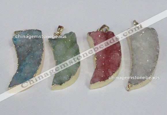 NGP1786 15*35mm - 20*45mm oxhorn druzy agate gemstone pendants