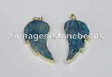 NGP1788 20*40mm - 25*45mm wing-shaped druzy agate pendants