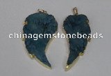 NGP1790 30*60mm - 35*65mm wing-shaped druzy agate pendants