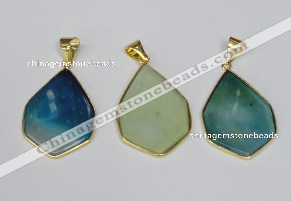 NGP1794 25*40mm freeform agate gemstone pendants wholesale