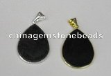 NGP1799 25*35mm flat teardrop agate gemstone pendants wholesale