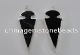 NGP1807 25*60mm - 30*65mm arrowhead black agate pendants