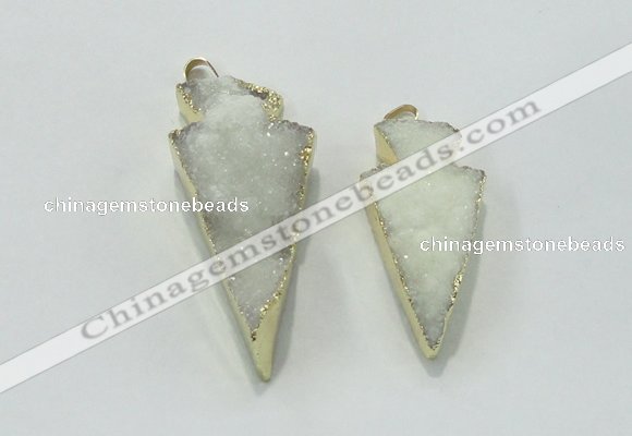 NGP1811 22*40mm - 28*48mm arrowhead druzy agate gemstone pendants