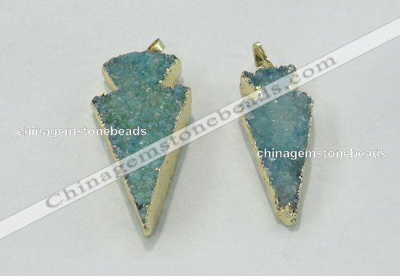 NGP1812 22*40mm - 28*48mm arrowhead druzy agate gemstone pendants