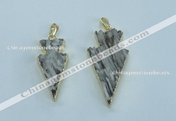 NGP1814 20*38mm - 25*45mm arrowhead druzy agate gemstone pendants