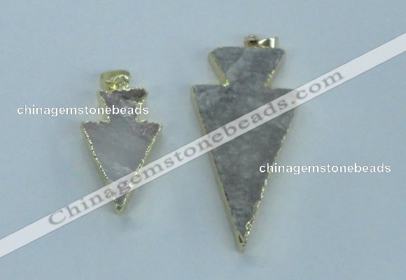 NGP1816 18*38mm - 28*45mm arrowhead druzy agate gemstone pendants