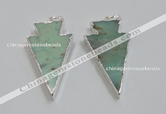 NGP1830 25*45mm arrowhead australia chrysoprase pendants