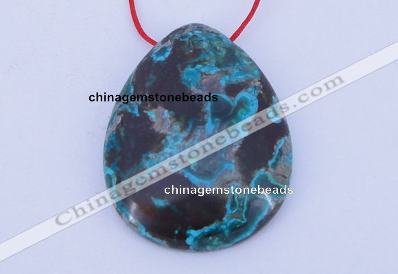 NGP185 30*38mm flat teardrop chrysocolla gemstone pendant jewelry