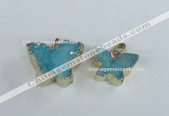 NGP1851 15*20mm - 18*25mm butterfly druzy agate gemstone pendants