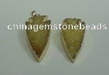 NGP1872 20*30mm - 25*50mm arrowhead druzy agate gemstone pendants