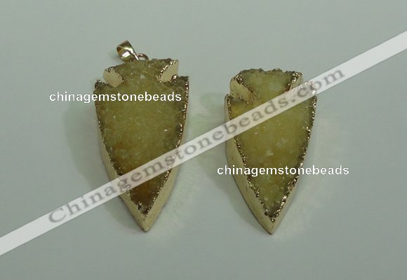 NGP1872 20*30mm - 25*50mm arrowhead druzy agate gemstone pendants