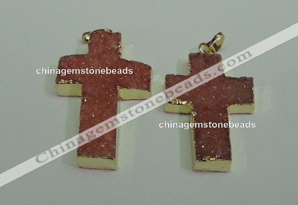 NGP1876 30*45mm - 32*50mm cross druzy agate gemstone pendants