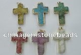 NGP1879 30*45mm - 32*50mm cross druzy agate gemstone pendants