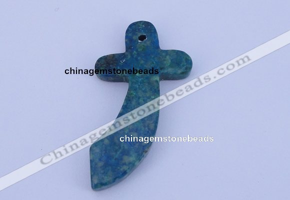 NGP190 28*52mm cross lapis & chrysocolla gemstone pendant jewelry