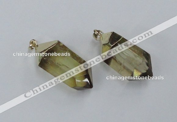 NGP1901 18*38mm - 20*42mm faceted nuggets lemon quartz pendants