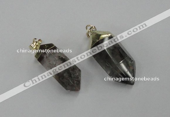 NGP1903 13*30mm - 15*38mm faceted nuggets green phantom quartz pendants