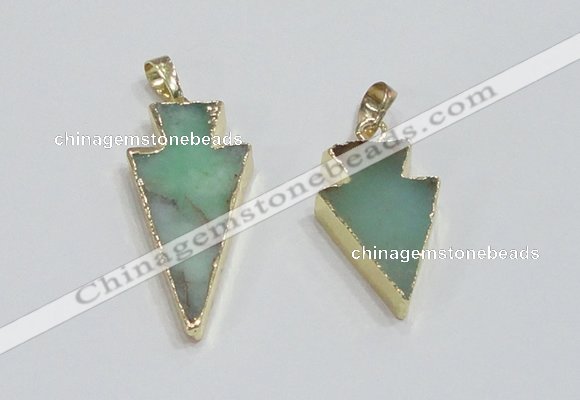 NGP1918 16*30mm - 20*38mm arrowhead australia chrysoprase pendants