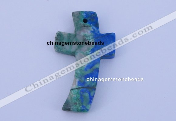 NGP192 31*52mm cross lapis & chrysocolla gemstone pendant jewelry