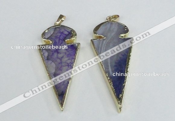 NGP1925 30*65mm arrowhead agate gemstone pendants wholesale