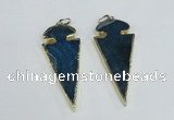 NGP1926 30*65mm arrowhead agate gemstone pendants wholesale