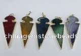 NGP1927 30*65mm arrowhead agate gemstone pendants wholesale