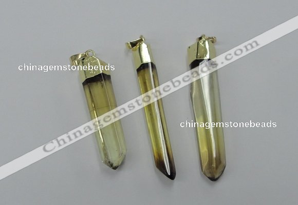 NGP1931 6*50mm - 8*55mm stick lemon quartz pendants wholesale