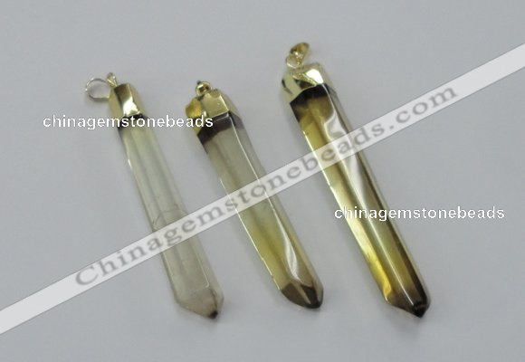 NGP1932 10*55mm - 12*65mm stick lemon quartz pendants wholesale