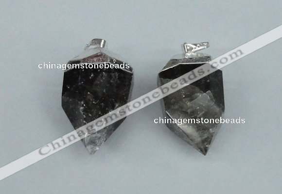 NGP1937 18*35mm - 20*40mm faceted nuggets smoky quartz pendants