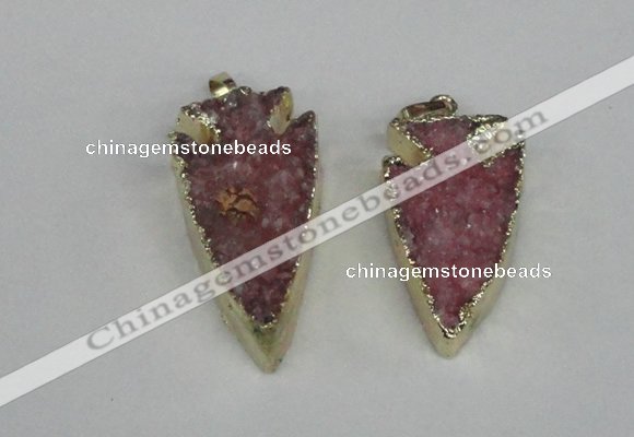 NGP1940 20*30mm - 25*50mm arrowhead druzy agate gemstone pendants