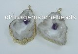 NGP1950 30*40mm - 45*55mm freeform druzy agate & amethyst pendants