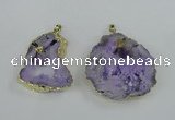 NGP1951 30*40mm - 45*55mm freeform druzy agate & amethyst pendants