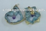 NGP1954 30*40mm - 45*55mm freeform druzy agate & amethyst pendants